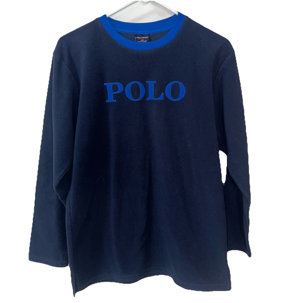 POLO SPORT Ralph Lauren Youth Spell Out Long Sleeve Sweatshirt 90s Blue XL-VTG‎